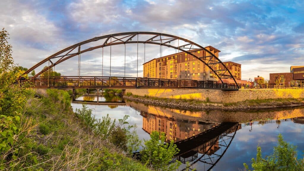 Phoenix Park Footbridge over Chippewa River in Eau Claire, WI
